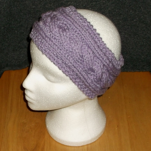 Lilac cable knit knitted headwear, handmade by Longhaired Jewels